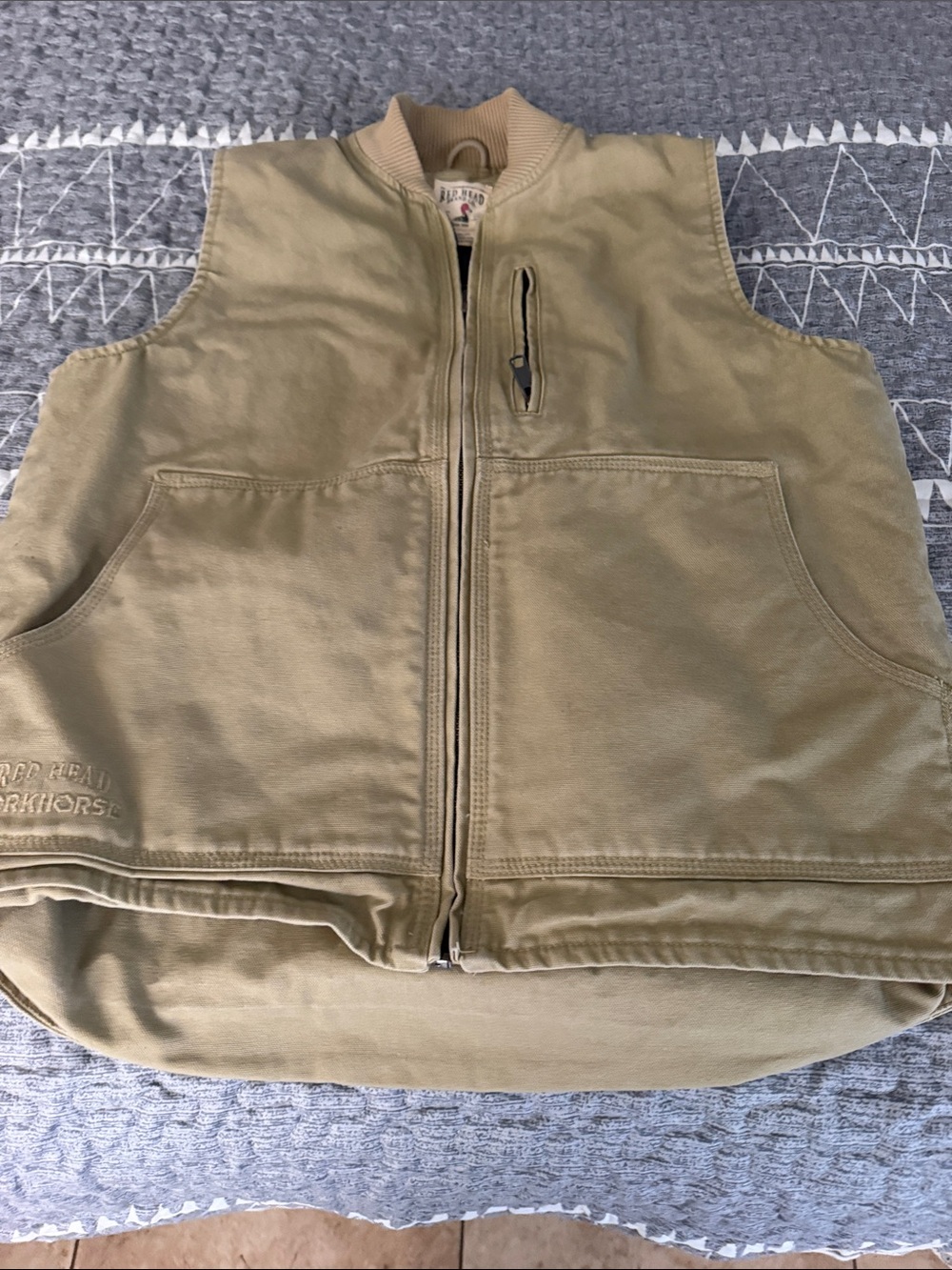 RedHead Tan Work Canvas Vest with Zip Chest Pocket